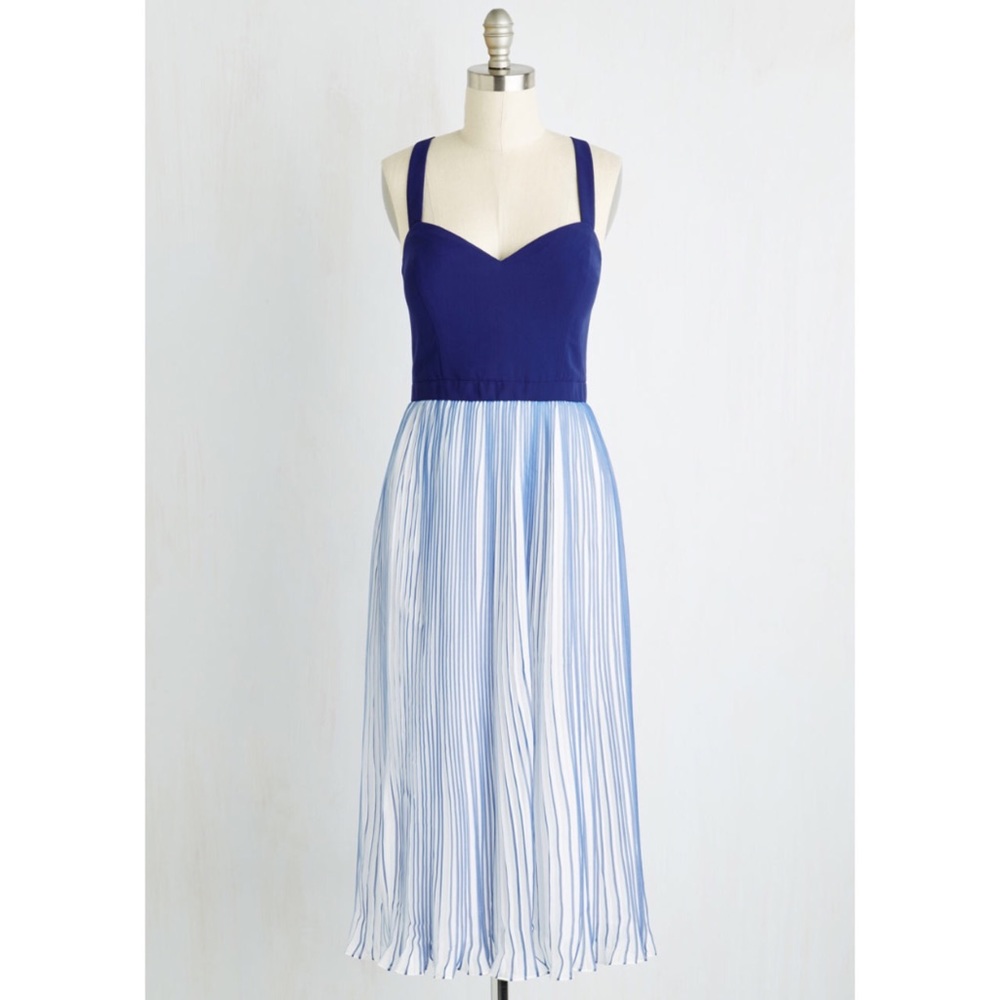 NWOT Modcloth Blue and White Dress